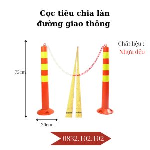 Cọc tiêu phân làn giao thông có đầu nối xích nhựa