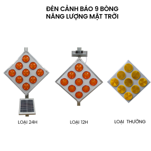 Đèn cảnh báo 9 bóng năng lượng mặt trời chưa gồm cột